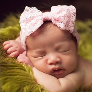 Pink Lace Bow Headband